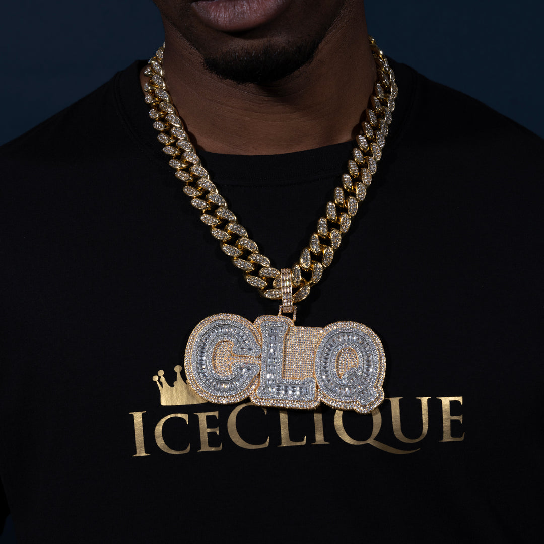Custom VVS Baguette Letter Pendant - ICECLIQUE JEWELRY