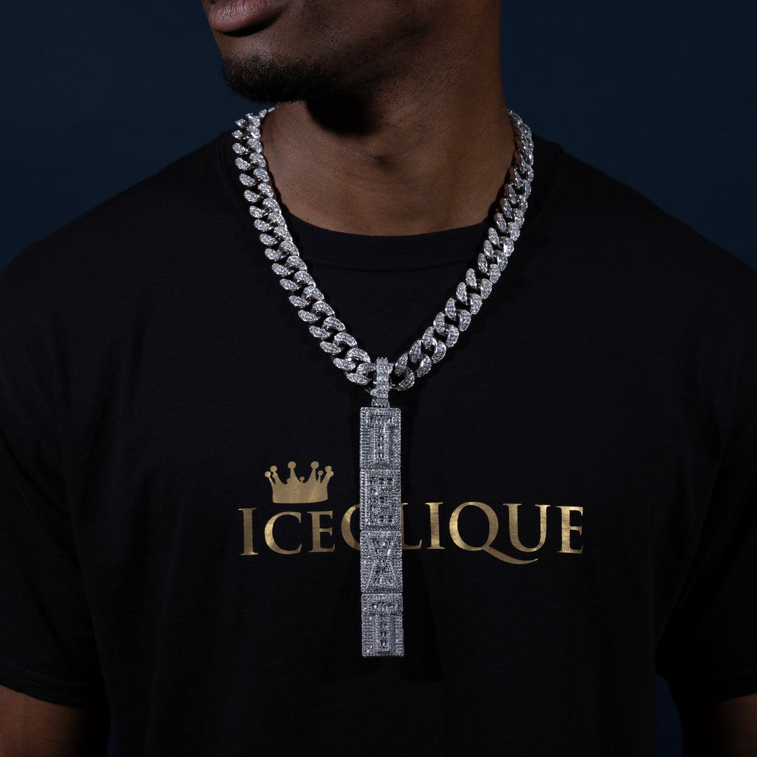 Custom Vertical Letter Pendant - ICECLIQUE JEWELRY
