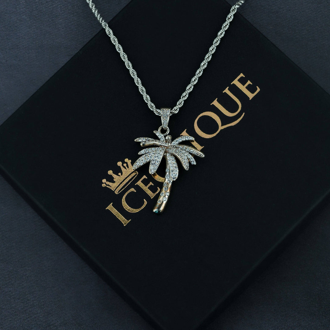 Iced Palm Tree Pendant - ICECLIQUE JEWELRY