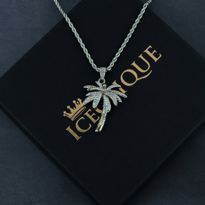 Iced Palm Tree Pendant - ICECLIQUE JEWELRY