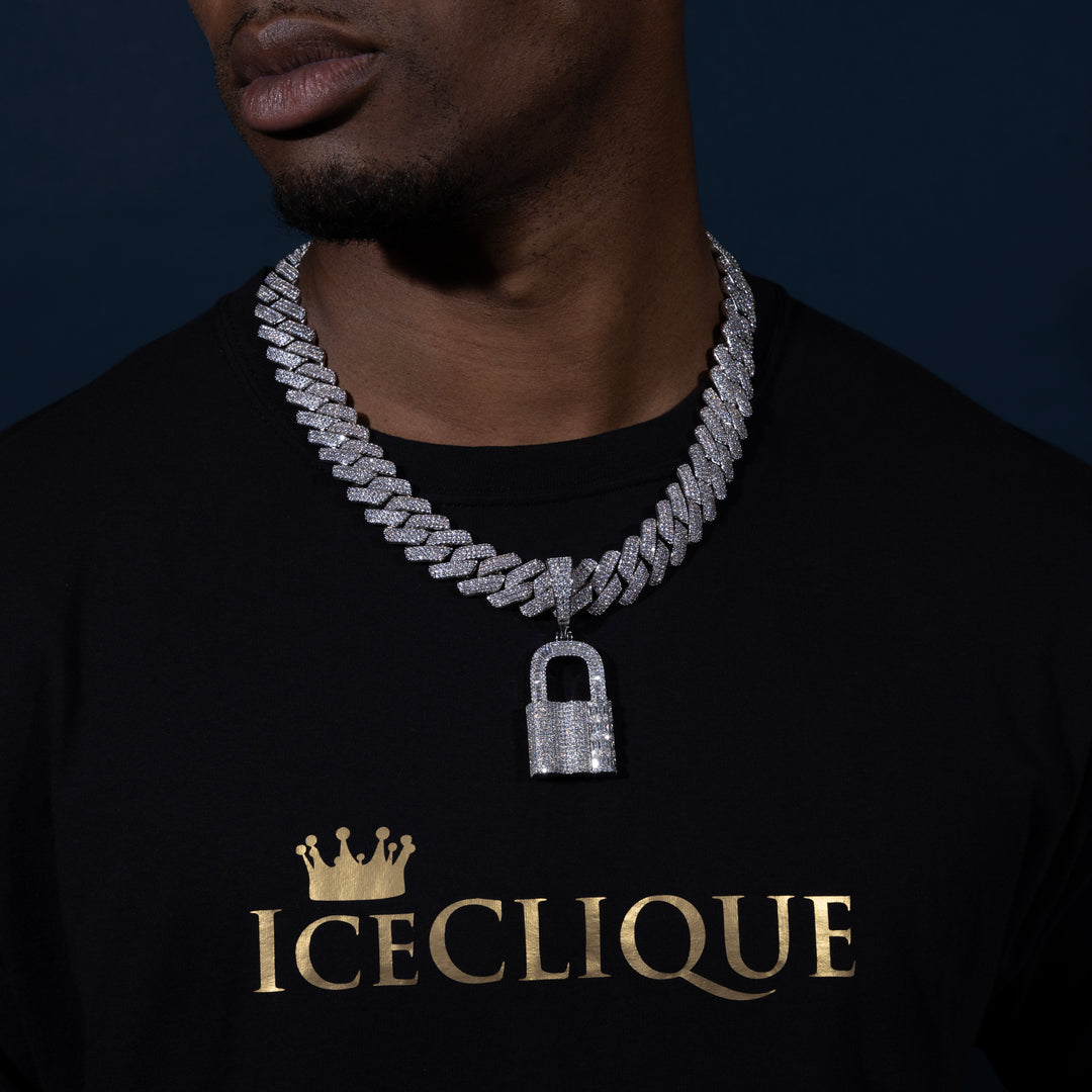 Iced Padlock Pendant - ICECLIQUE JEWELRY
