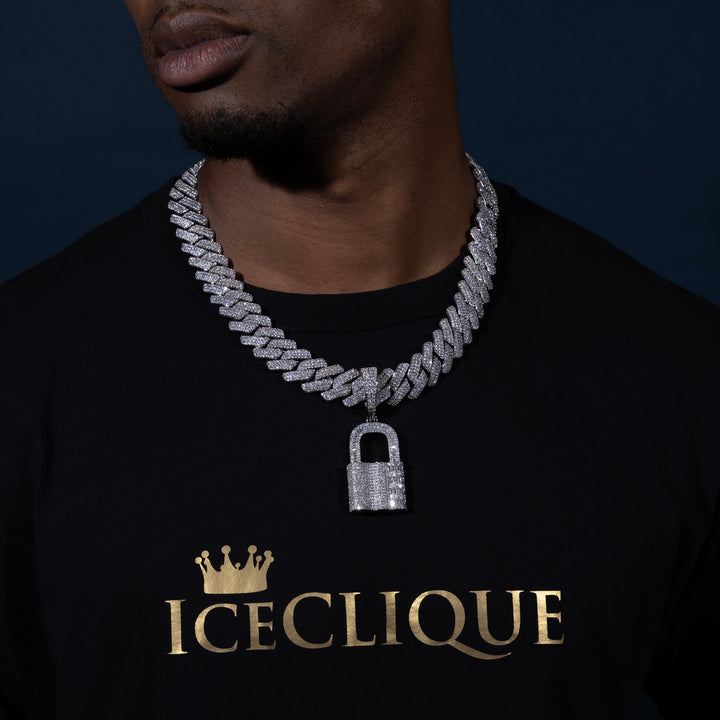 Iced Padlock Pendant - ICECLIQUE JEWELRY