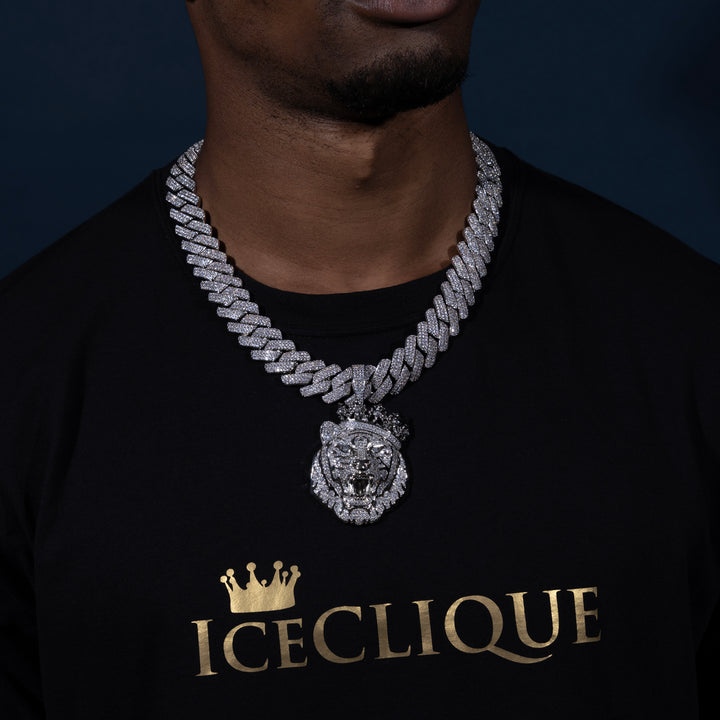 Iced Crowned Lion Pendant - ICECLIQUE JEWELRY
