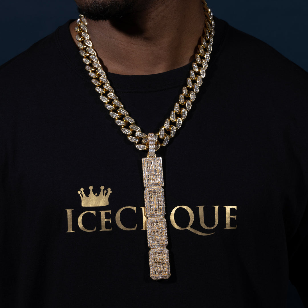 Custom Vertical Letter Pendant - ICECLIQUE JEWELRY