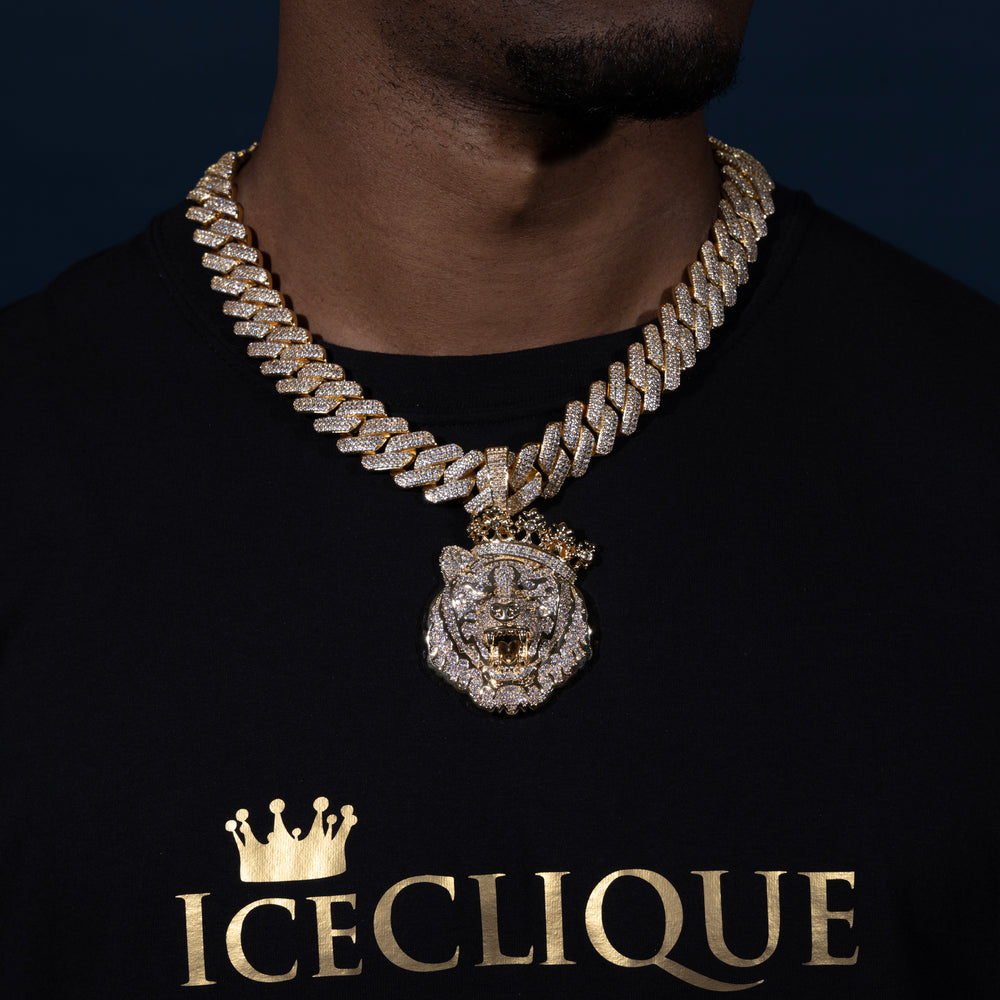 Iced Crowned Lion Pendant - ICECLIQUE JEWELRY
