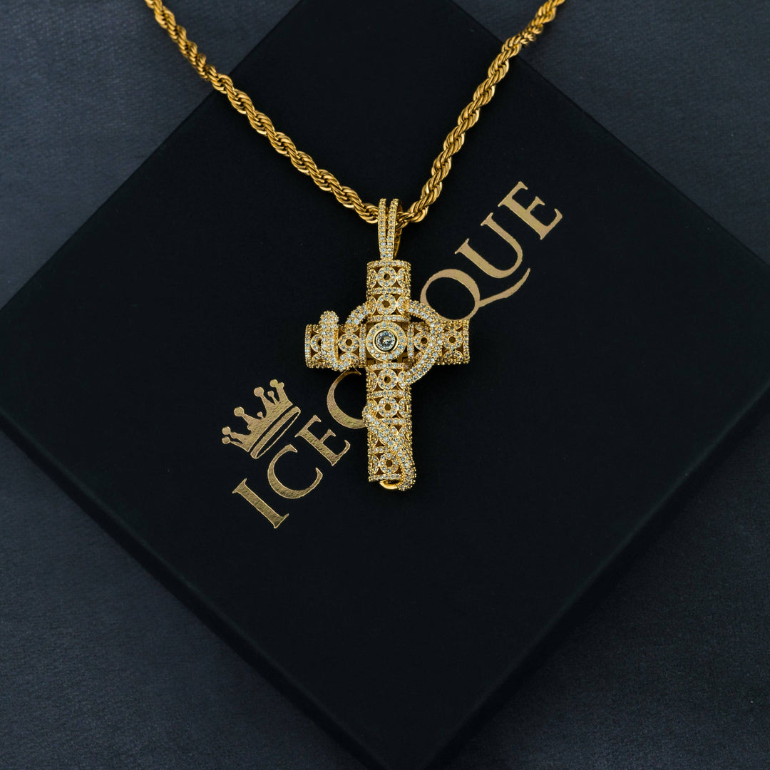 Snake Cross Pendant - ICECLIQUE JEWELRY