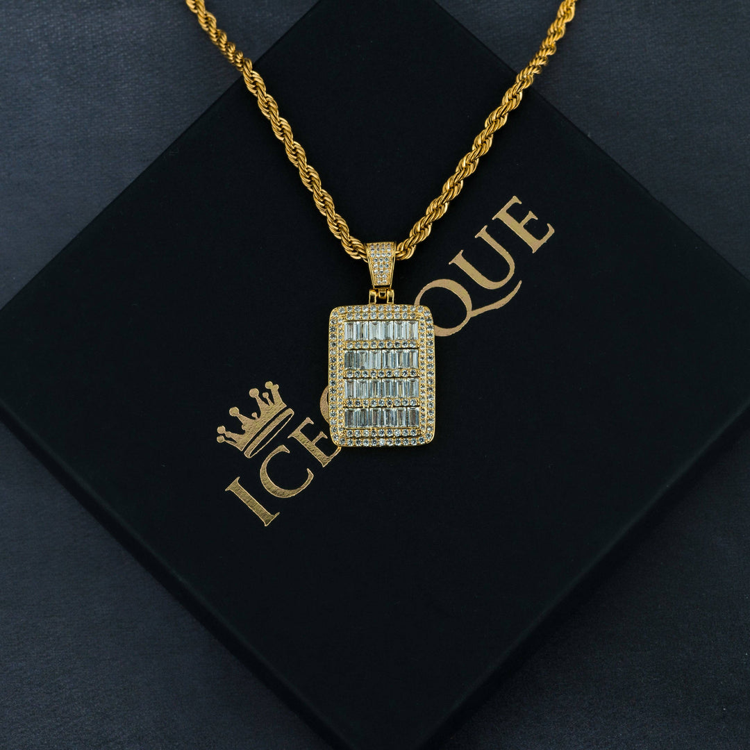 Baguette Dog Tag Pendant - ICECLIQUE JEWELRY