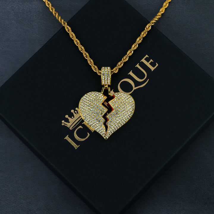 Frozen Heart Pendant w/ Rope Chain - ICECLIQUE JEWELRY