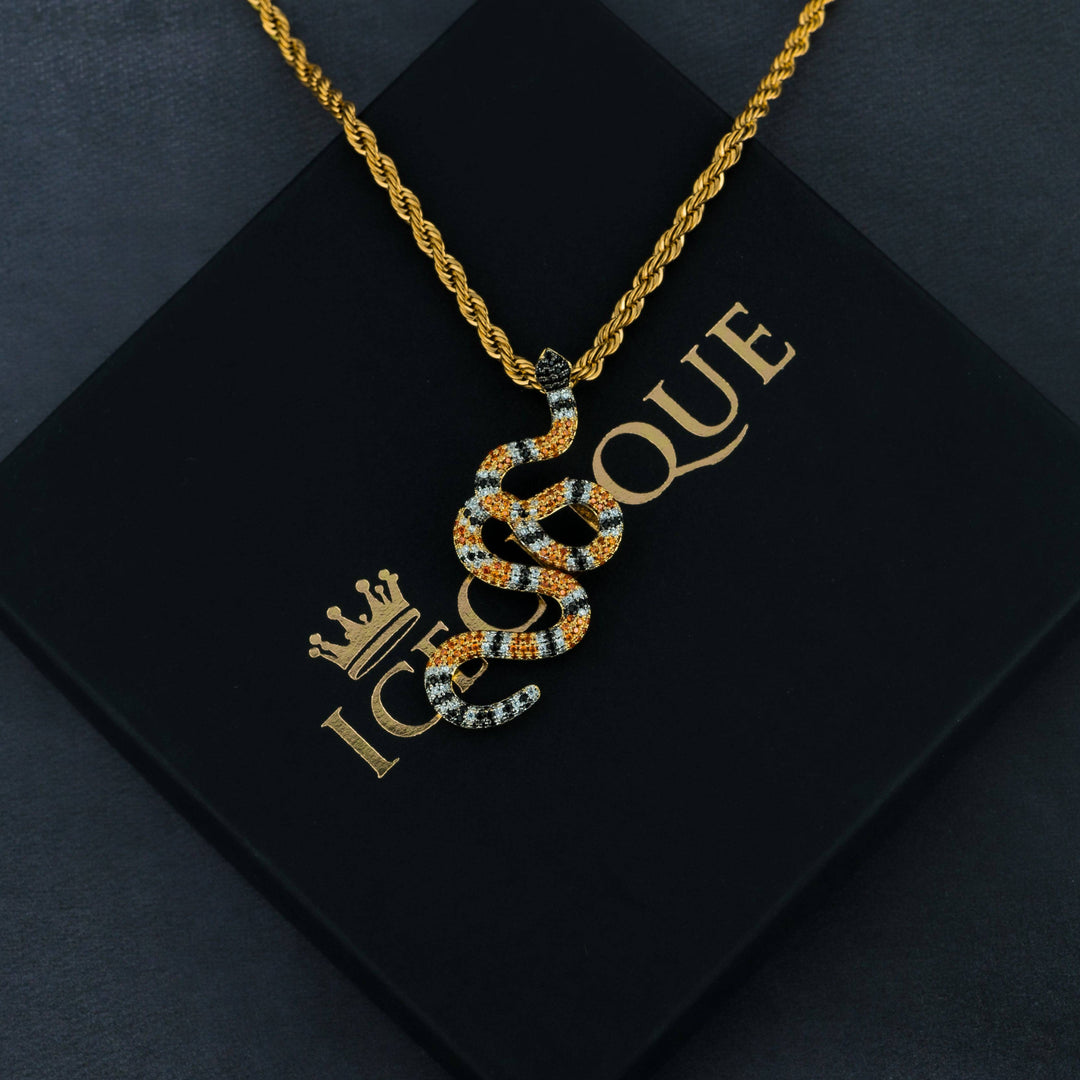 Iced Coral Snake Pendant - ICECLIQUE JEWELRY