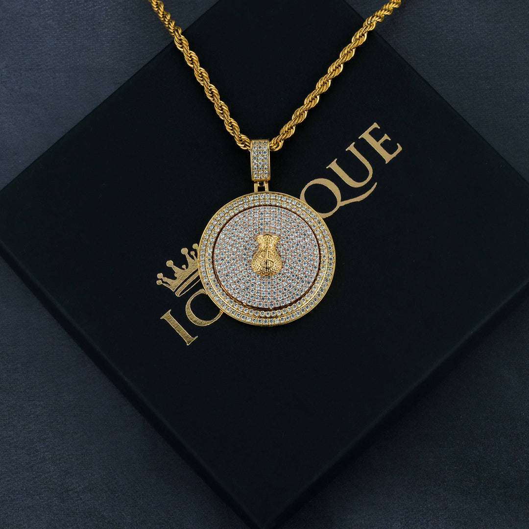 Spinning Money Bag Pendant - ICECLIQUE JEWELRY
