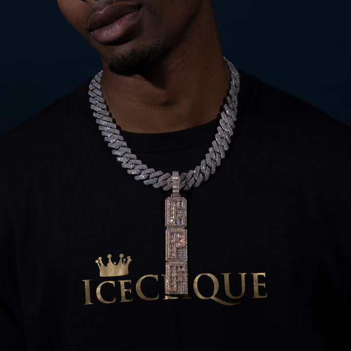 Custom Vertical Letter Pendant - ICECLIQUE JEWELRY