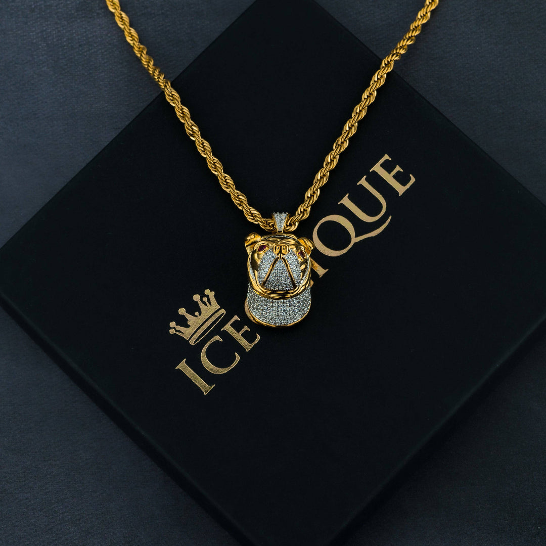 Gold Plated Pit Bull Pendant - ICECLIQUE JEWELRY