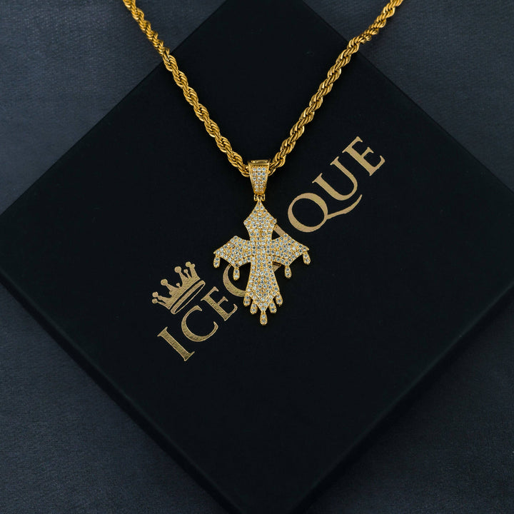 Dripping Cross Pendant - ICECLIQUE JEWELRY