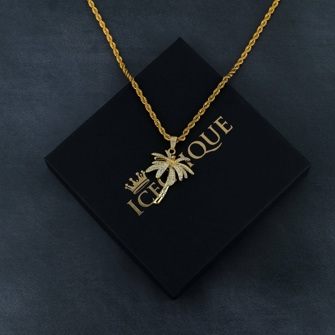 Iced Palm Tree Pendant - ICECLIQUE JEWELRY