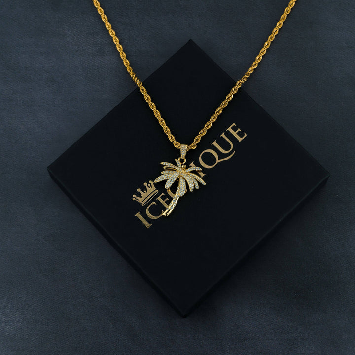 Iced Palm Tree Pendant - ICECLIQUE JEWELRY