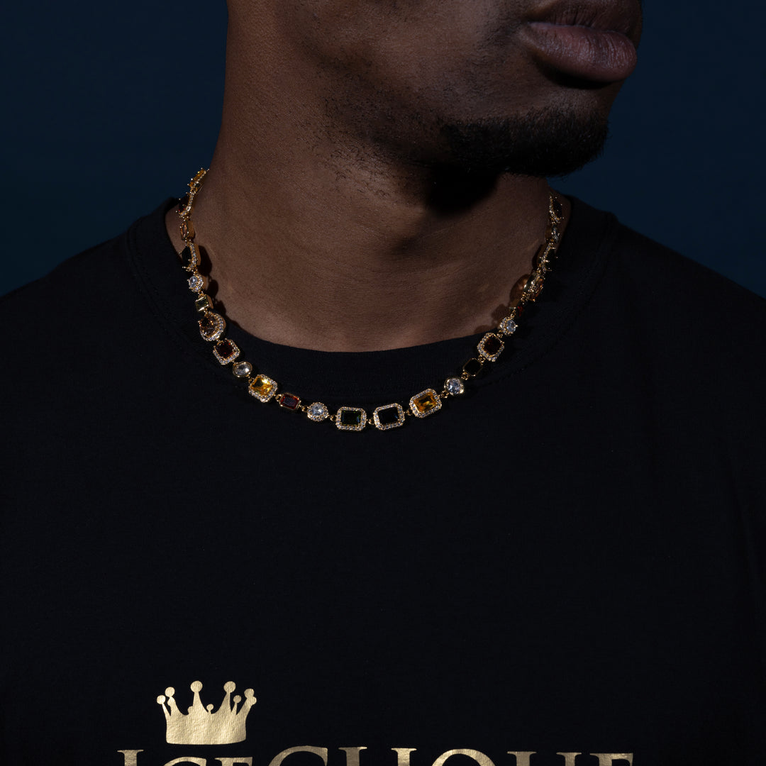 10MM Coloured Stone Chain - ICECLIQUE JEWELRY