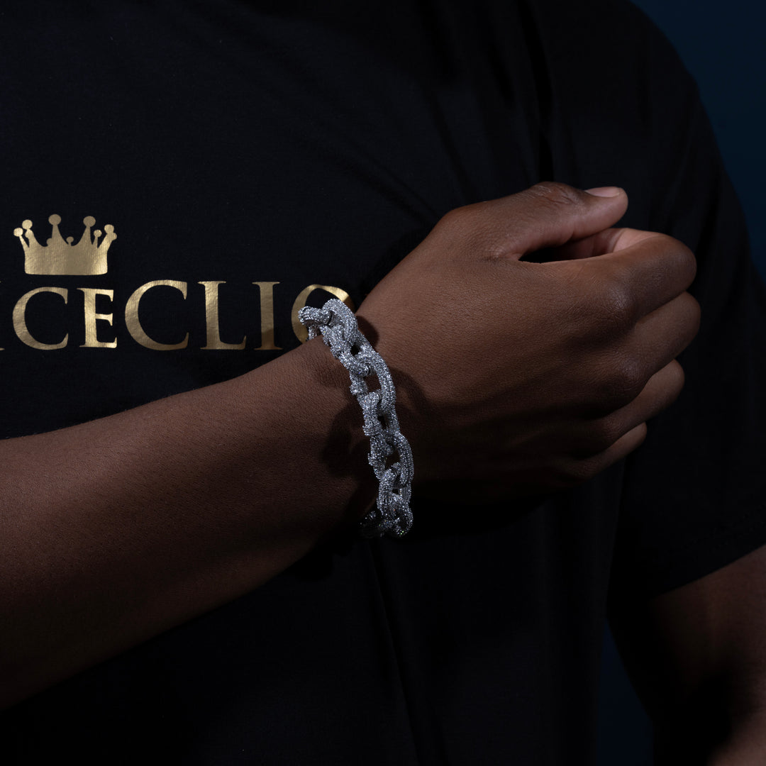 18MM Figaro Link Bracelet - ICECLIQUE JEWELRY