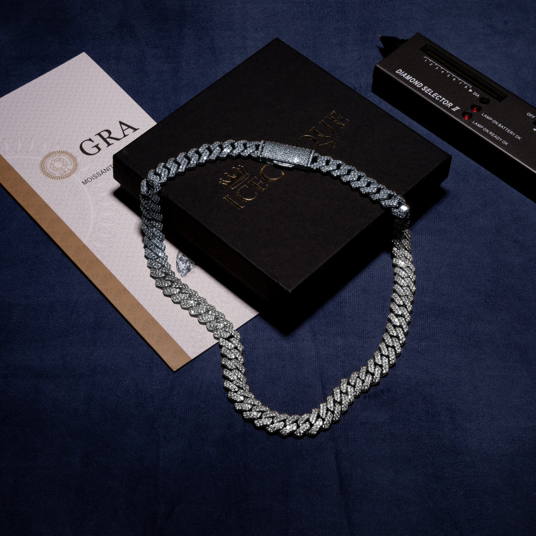 12MM Cuban Chain - Moissanite & S925 - ICECLIQUE JEWELRY