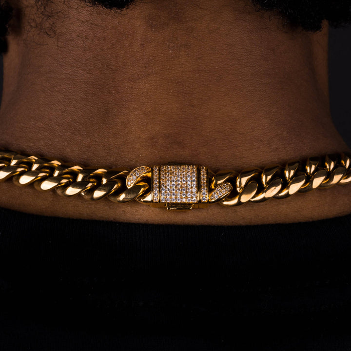 12mm Iced Clasp Cuban Chain - ICECLIQUE JEWELRY