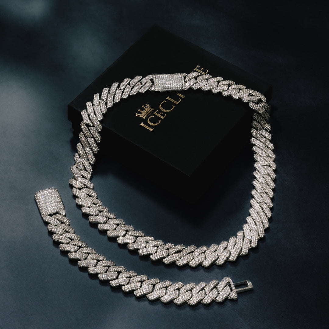 19MM VVS Micro Pave Cuban Chain & Bracelet Bundle - ICECLIQUE JEWELRY