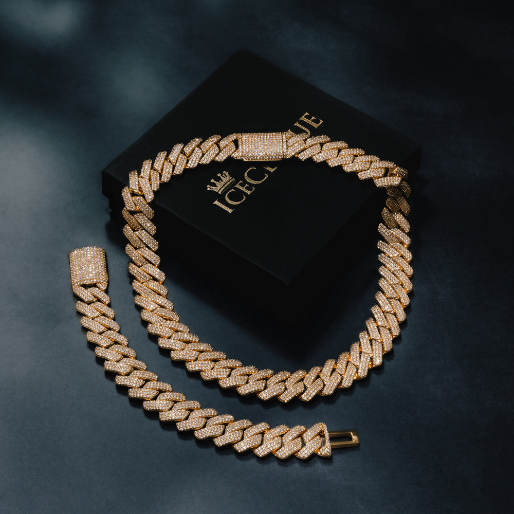 19MM VVS Micro Pave Cuban Chain & Bracelet Bundle - ICECLIQUE JEWELRY