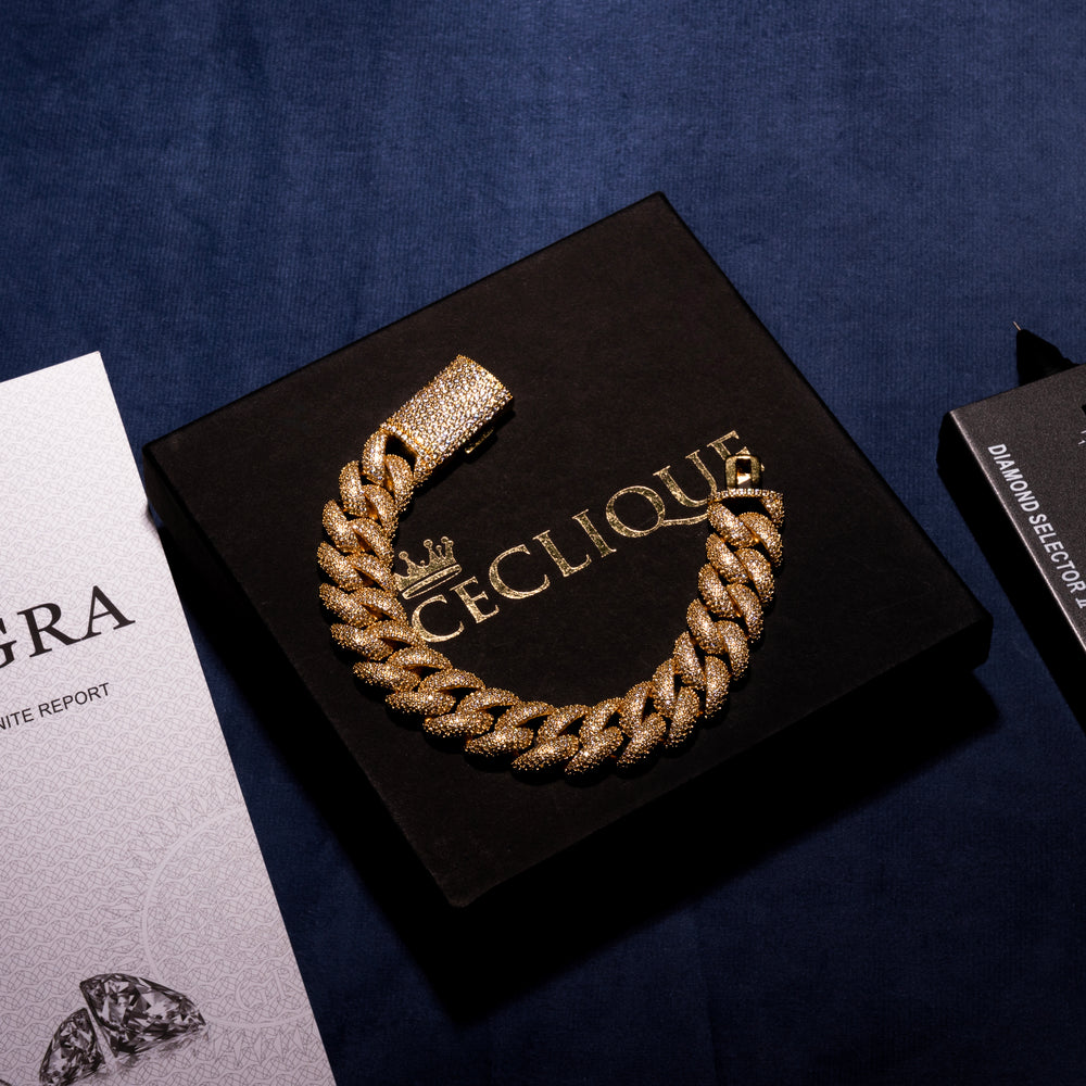 16MM Micro-Pave Cuban Bracelet - Moissanite & S925 - ICECLIQUE JEWELRY