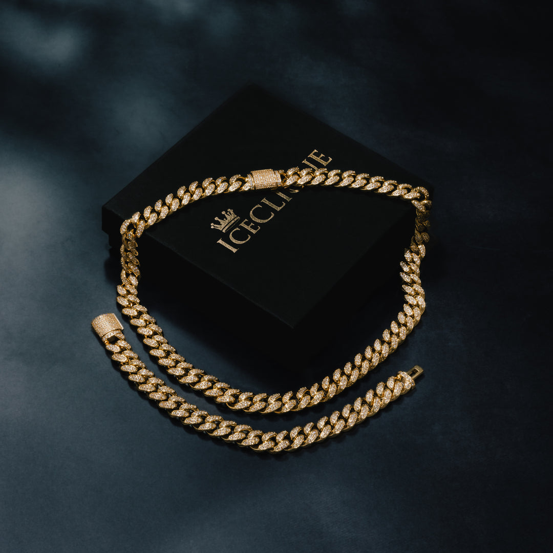 12MM Cuban Chain & Bracelet Bundle - ICECLIQUE JEWELRY