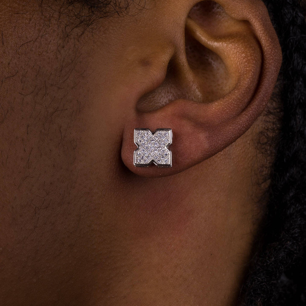 9mm Iced Flower Shape Earrings - ICECLIQUE JEWELRY