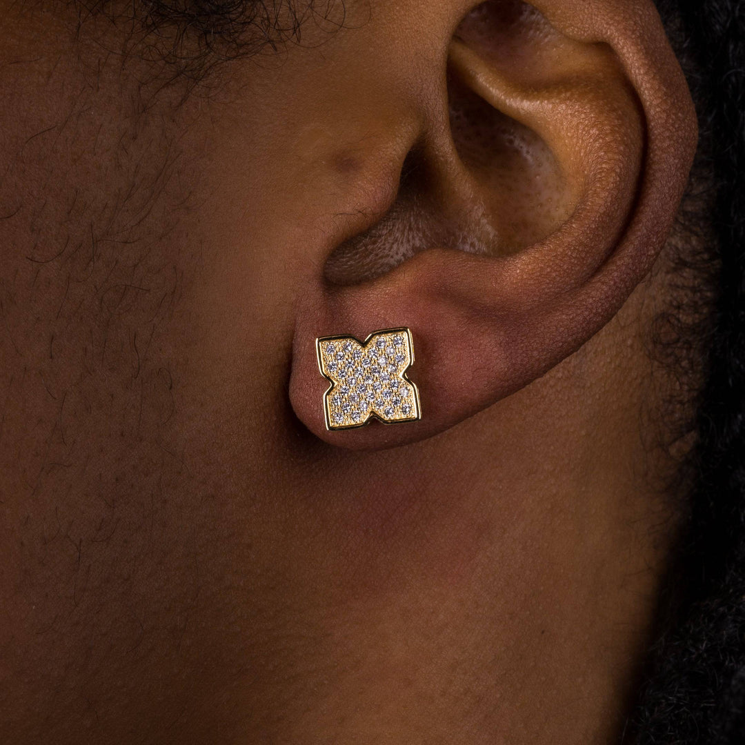 9mm Iced Flower Shape Earrings - ICECLIQUE JEWELRY