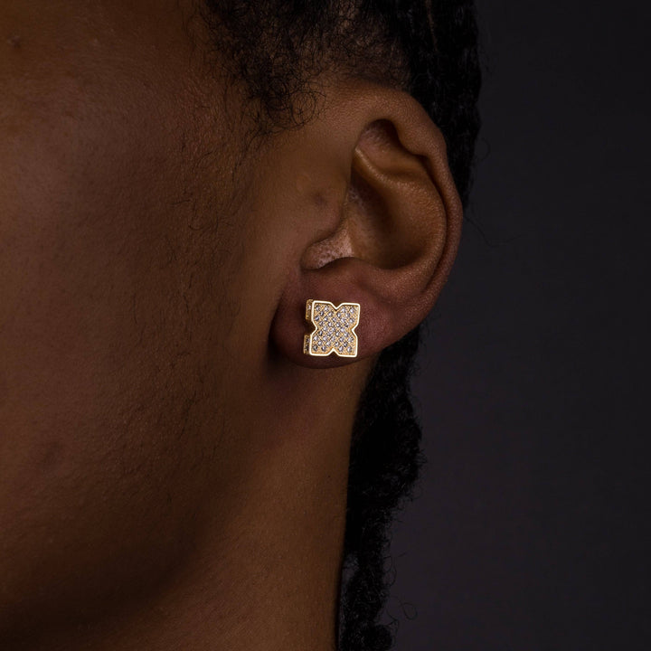 9mm Iced Flower Shape Earrings - ICECLIQUE JEWELRY