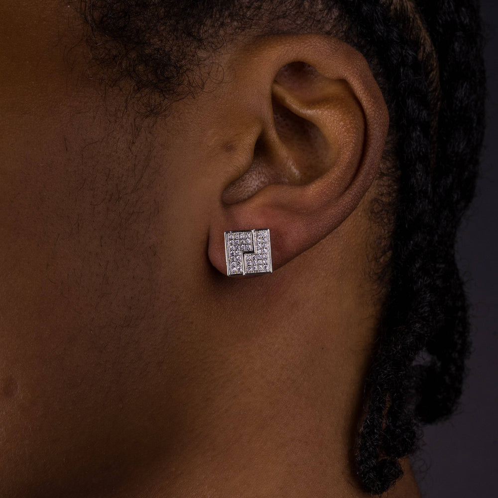 10mm Iced Gold Lining Earrings - ICECLIQUE JEWELRY