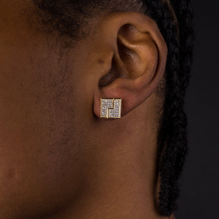 10mm Iced Gold Lining Earrings - ICECLIQUE JEWELRY