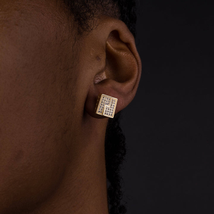10mm Iced Gold Lining Earrings - ICECLIQUE JEWELRY
