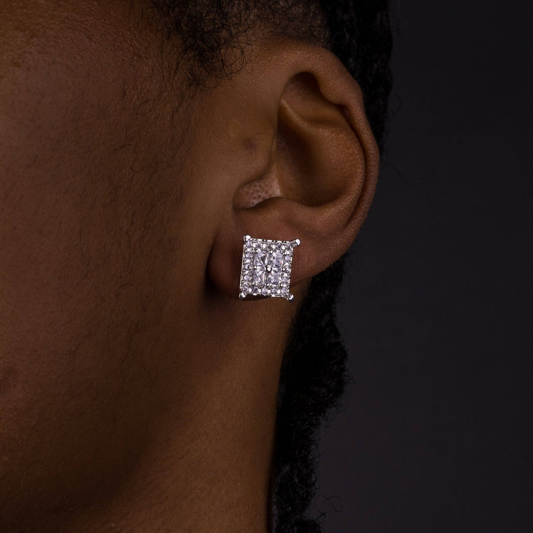 12mm Square Baguette Earrings - ICECLIQUE JEWELRY