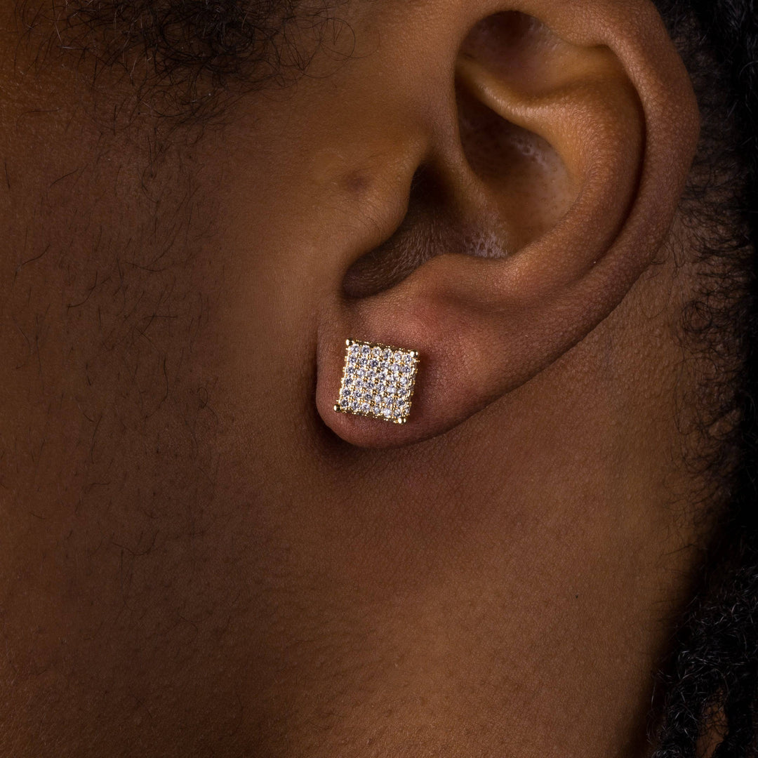 12mm Iced Square Cluster Earrings - ICECLIQUE JEWELRY