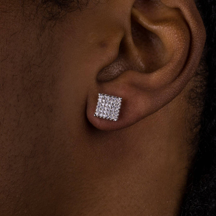 12mm Iced Square Cluster Earrings - ICECLIQUE JEWELRY