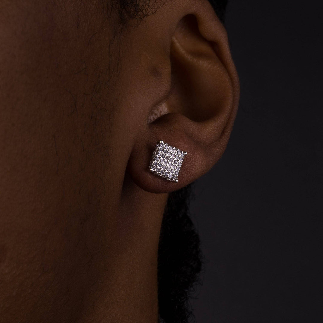 12mm Iced Square Cluster Earrings - ICECLIQUE JEWELRY