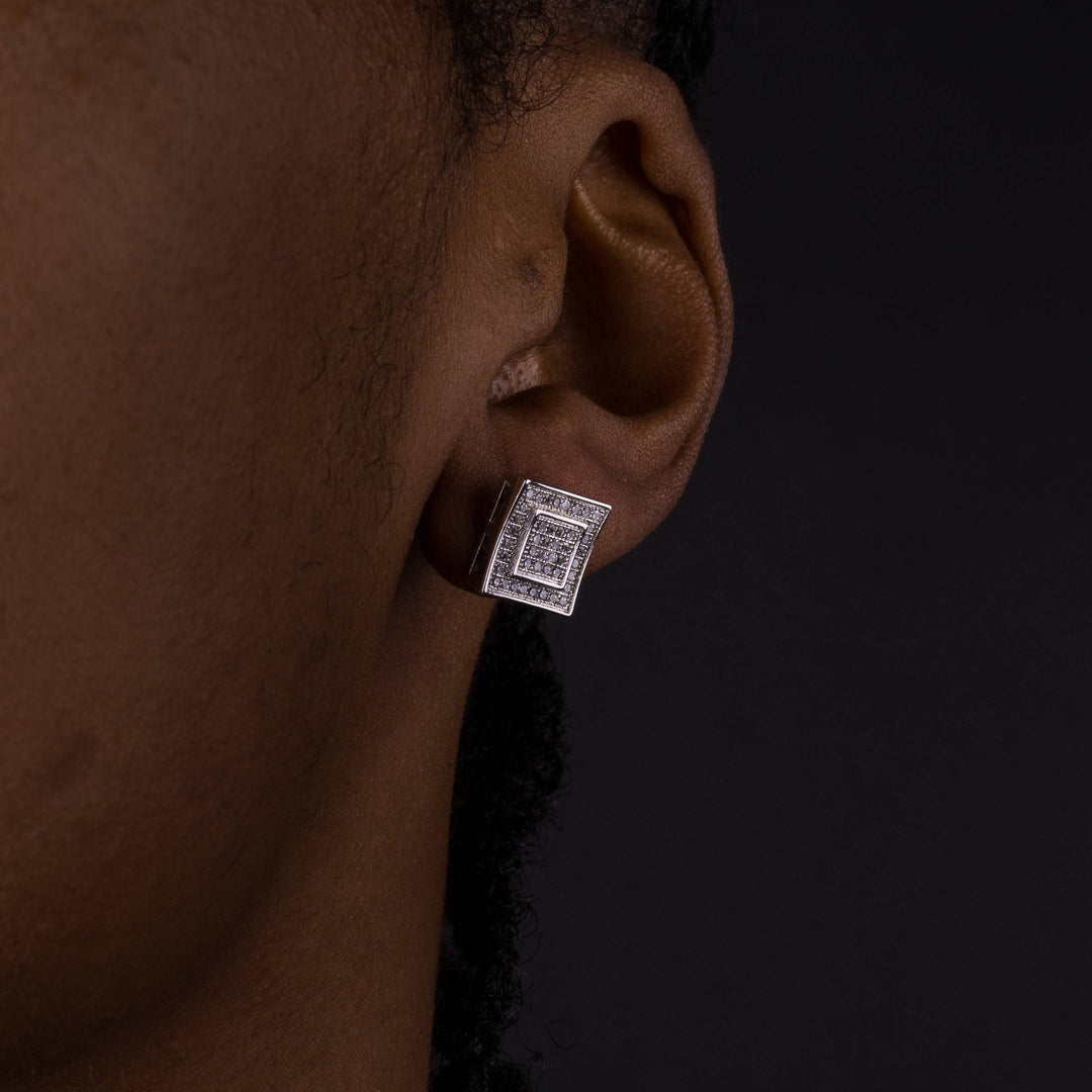 11mm Iced Double Square Earrings - ICECLIQUE JEWELRY