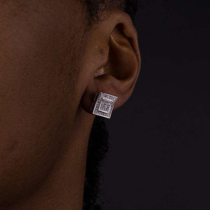 11mm Iced Double Square Earrings - ICECLIQUE JEWELRY