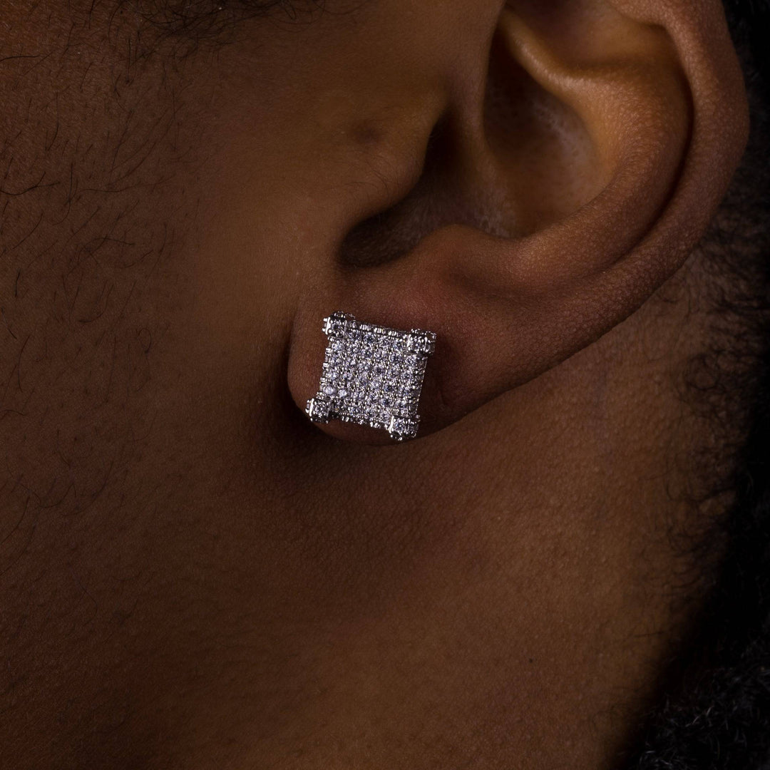 10mm 3D Cube Iced Earrings - ICECLIQUE JEWELRY