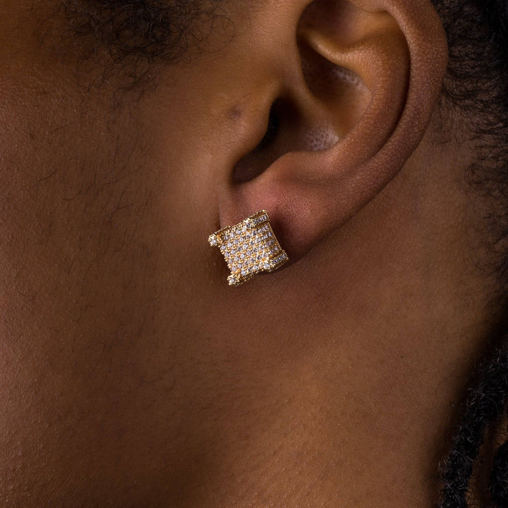 10mm 3D Cube Iced Earrings - ICECLIQUE JEWELRY
