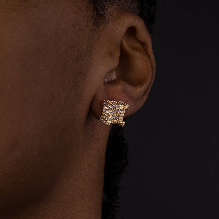 10mm 3D Cube Iced Earrings - ICECLIQUE JEWELRY