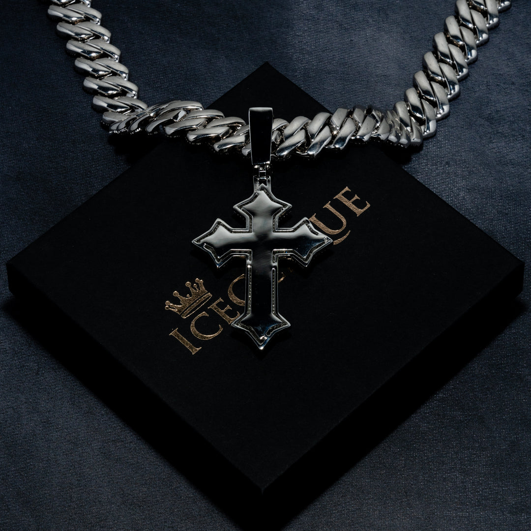 Baguette Cross Pendant - ICECLIQUE JEWELRY