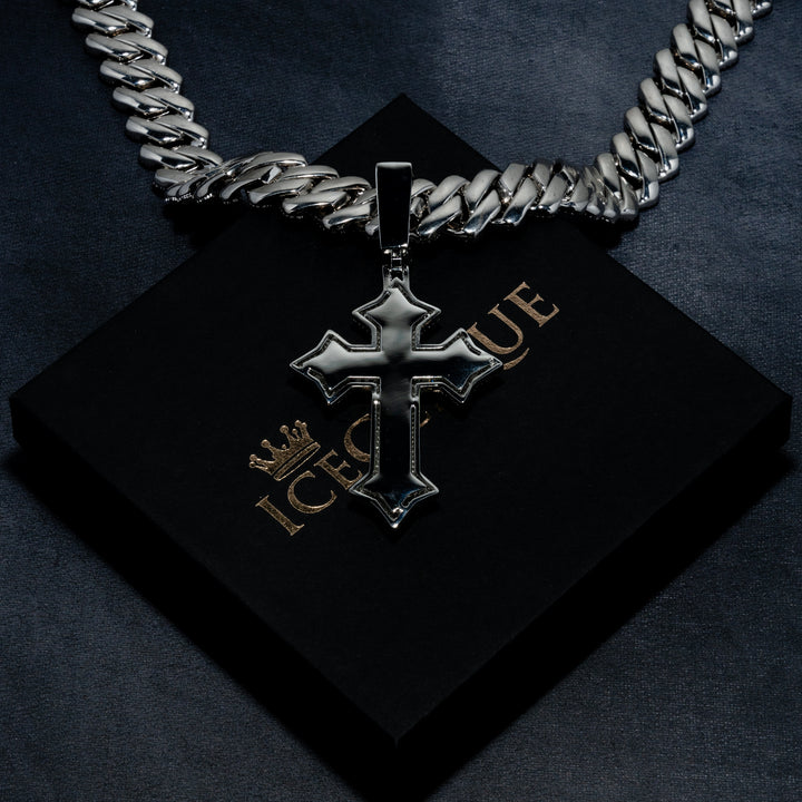 Baguette Cross Pendant - ICECLIQUE JEWELRY