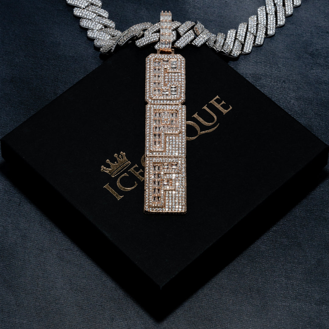 Custom Vertical Letter Pendant - ICECLIQUE JEWELRY