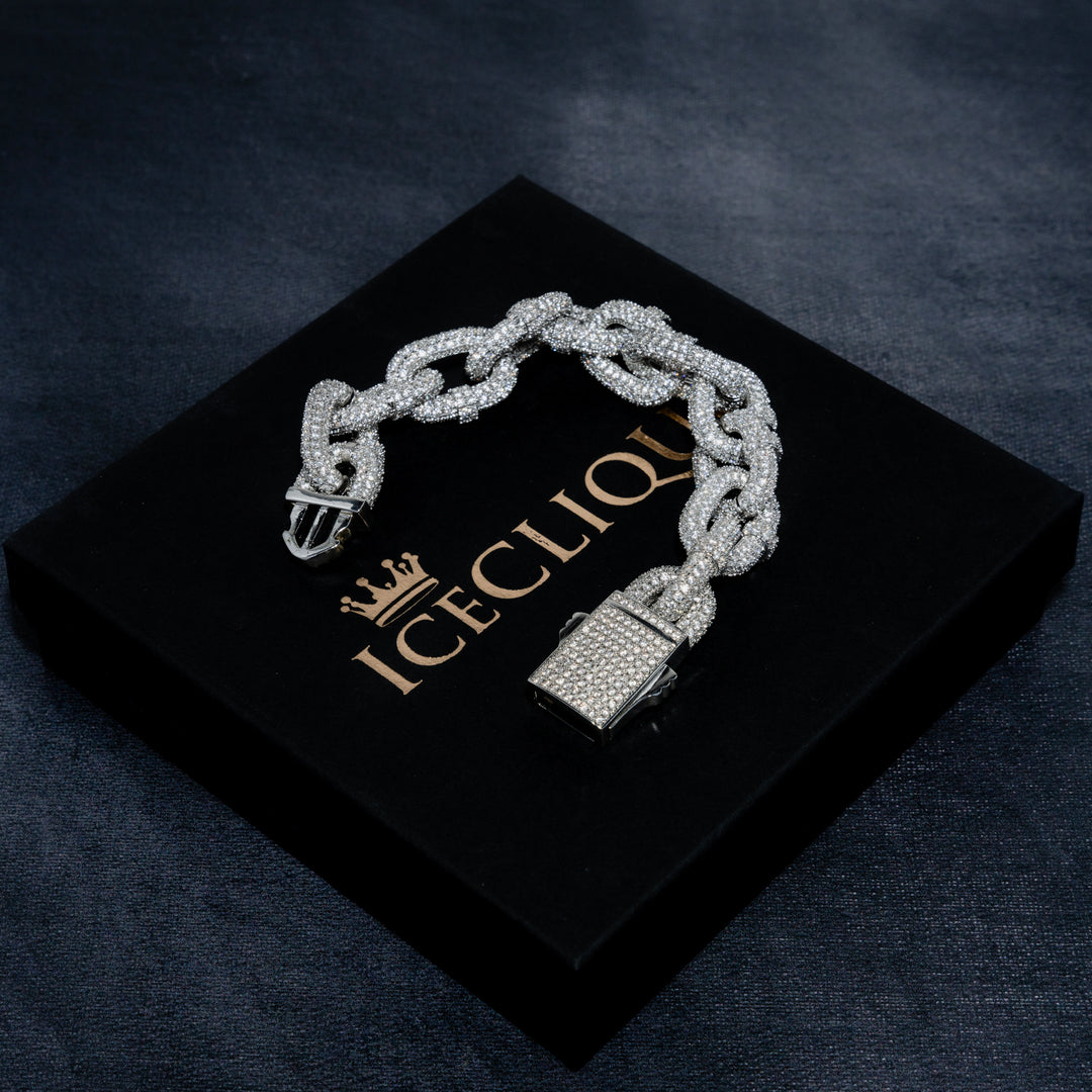 18MM Figaro Link Bracelet - ICECLIQUE JEWELRY