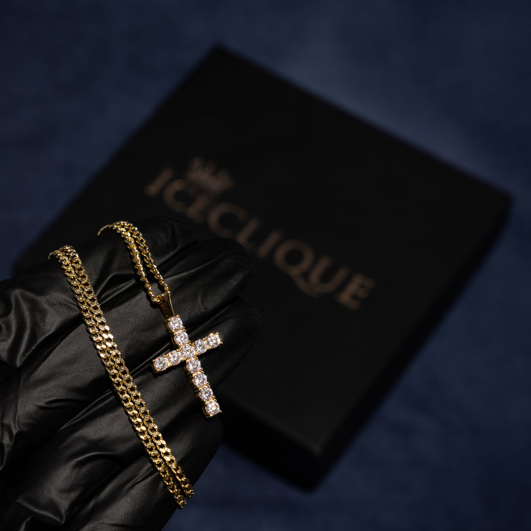 4.5ct Cross Pendant - Moissanite & S925 (Free S925 2mm Cuban Chain) - ICECLIQUE JEWELRY