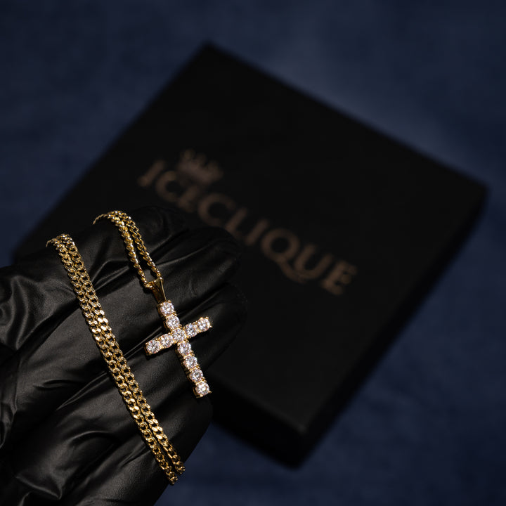4.5ct Cross Pendant - Moissanite & S925 (Free S925 2mm Cuban Chain) - ICECLIQUE JEWELRY