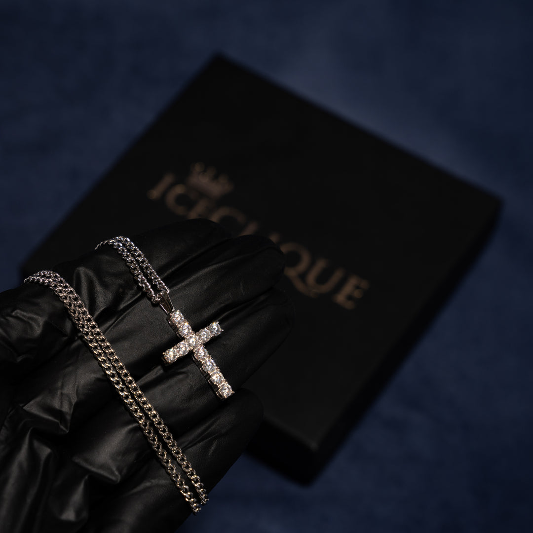 4.5ct Cross Pendant - Moissanite & S925 (Free S925 2mm Cuban Chain) - ICECLIQUE JEWELRY