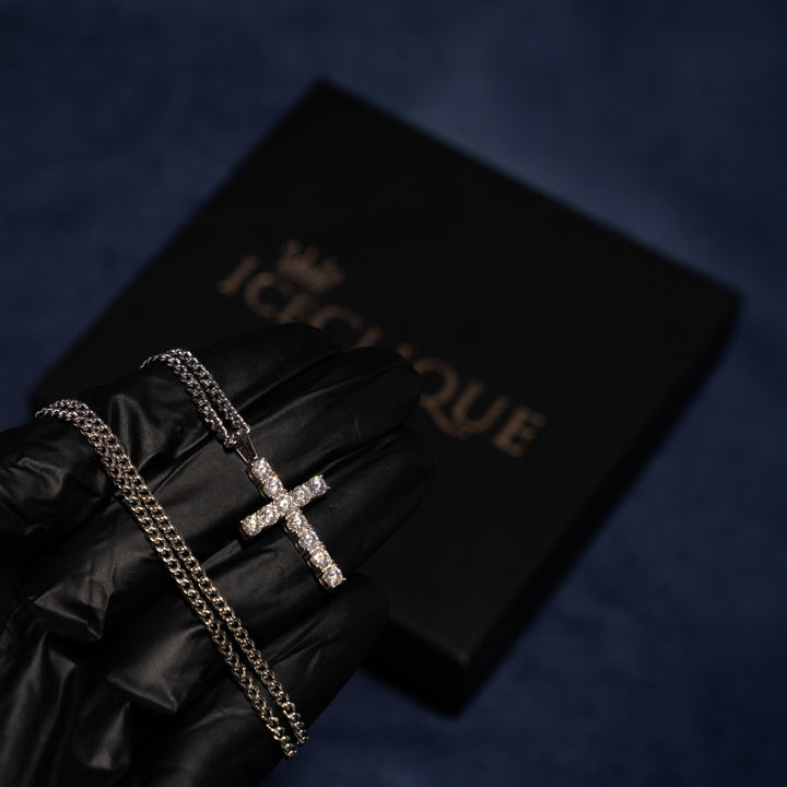 4.5ct Cross Pendant - Moissanite & S925 (Free S925 2mm Cuban Chain) - ICECLIQUE JEWELRY